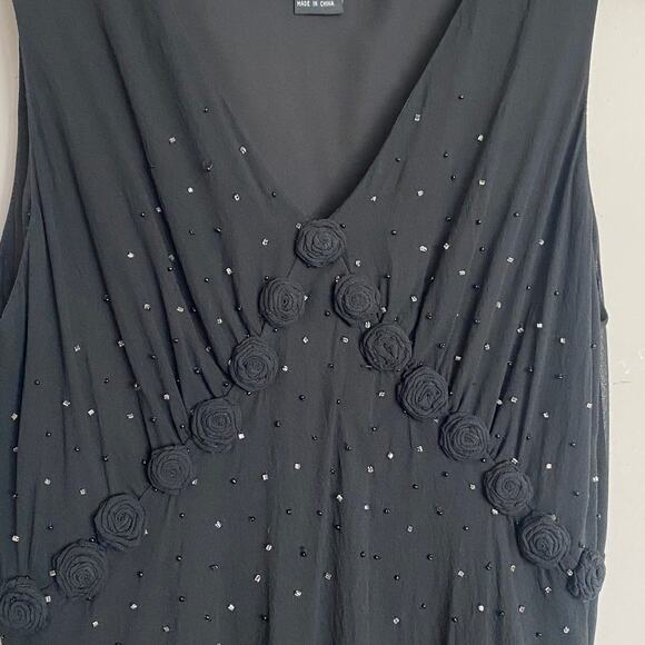 Vintage Karen Kane Silk Black Midi Dress Whimsigoth, Fairy, Witchy M 100% Silk - Picture 5 of 8